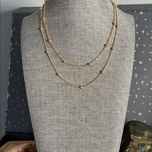 18k Gold Plated Layered Beaded Necklace
